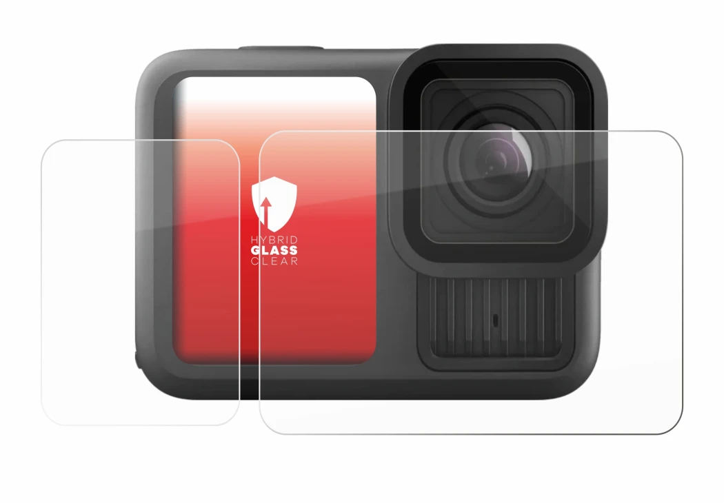 Image of the device GoPro Hero 13 Black with a wide variety of screen protectors.