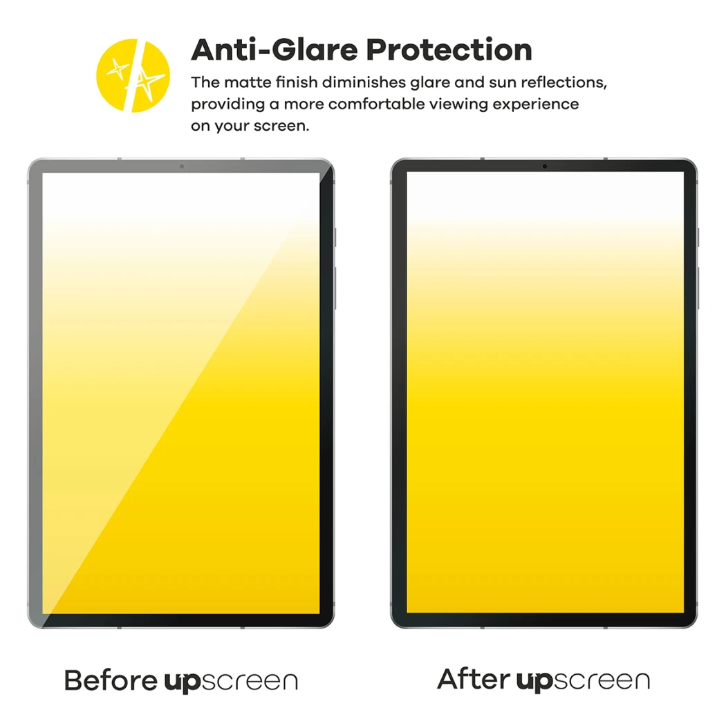 Two devices compared – on the left with strong screen reflections, on the right anti-glare thanks to upscreen protective film.