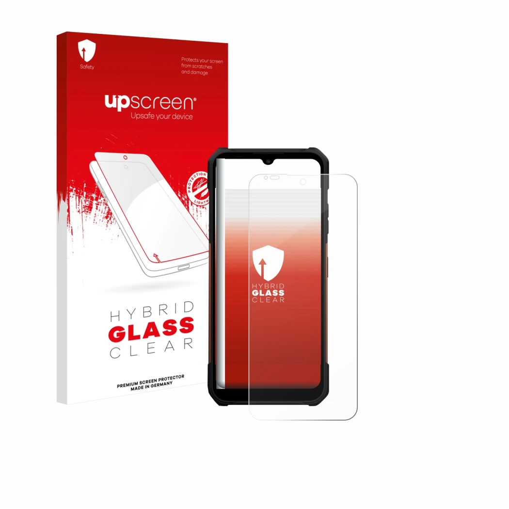 Front side of a product packaging with the brand logo upscreen. Next to it is the device myPhone Hammer Construction 2 Thermal