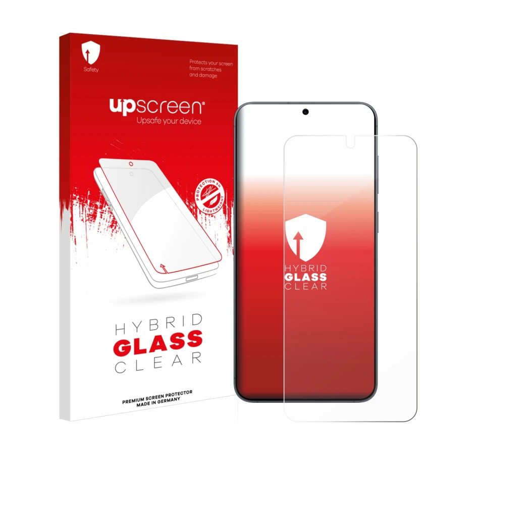 Front side of a product packaging with the brand logo upscreen. Next to it is the device Samsung Galaxy S25 Enterprise Edition