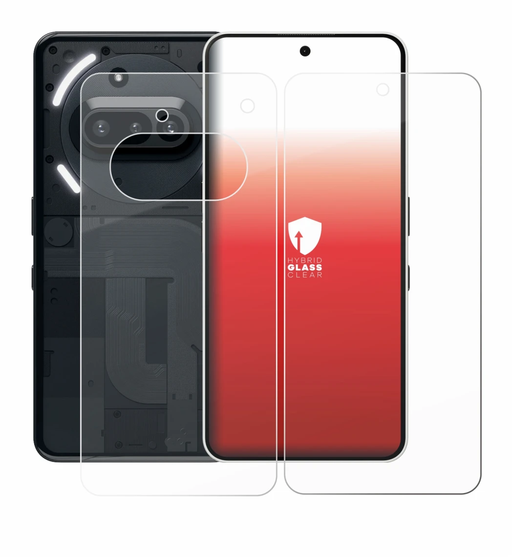 Image of the device Nothing Phone (3a) (Front+Back) with a wide variety of screen protectors.