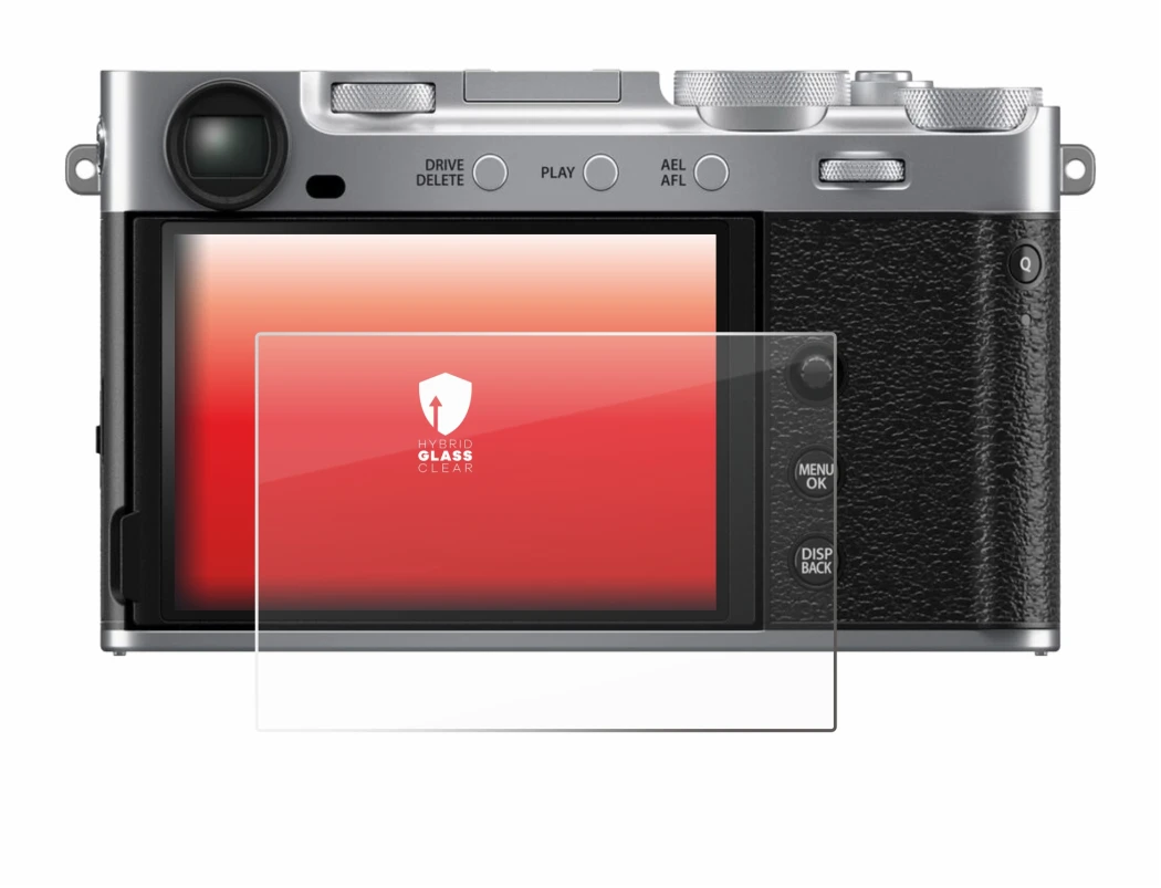 Image of the device Fujifilm X-E5 with a wide variety of screen protectors.