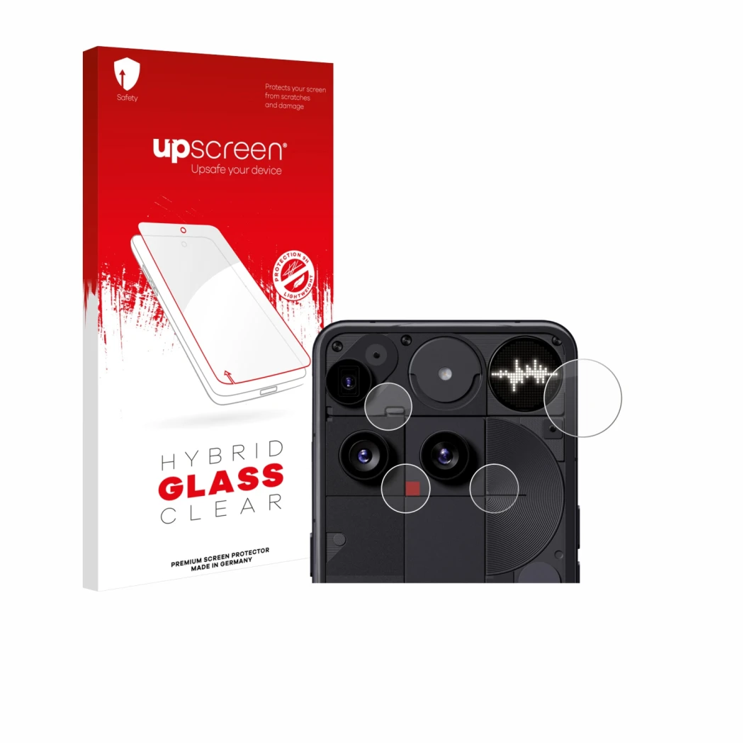 Front side of a product packaging with the brand logo upscreen. Next to it is the device Nothing Phone (3) (ONLY Camera Lens) 