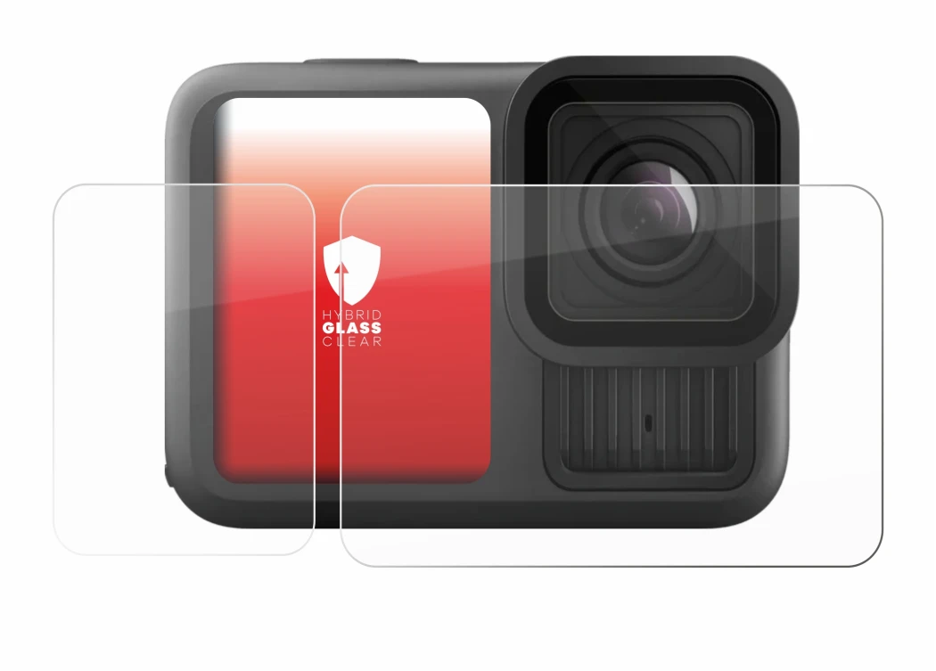 Image of the device GoPro Hero 13 Black Creator Edition with a wide variety of screen protectors.