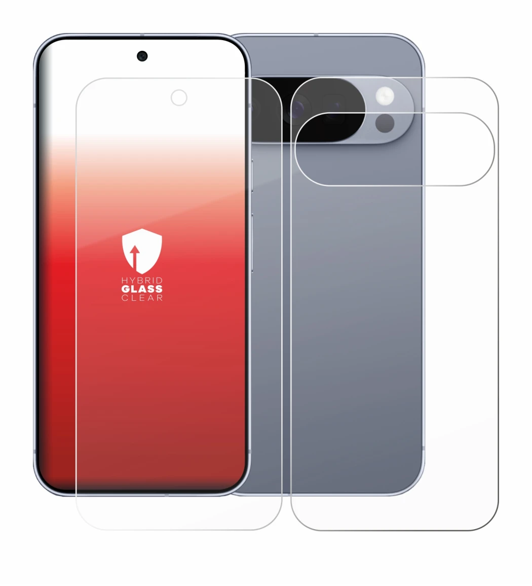 Image of the device Google Pixel 10 Pro (Front+Back) with a wide variety of screen protectors.