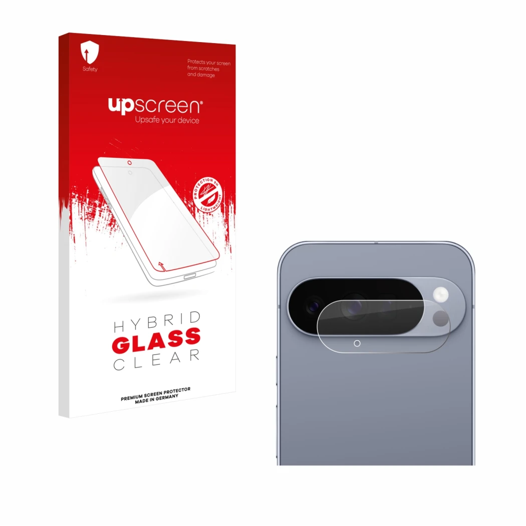 Front side of a product packaging with the brand logo upscreen. Next to it is the device Google Pixel 10 Pro XL (ONLY Camera L