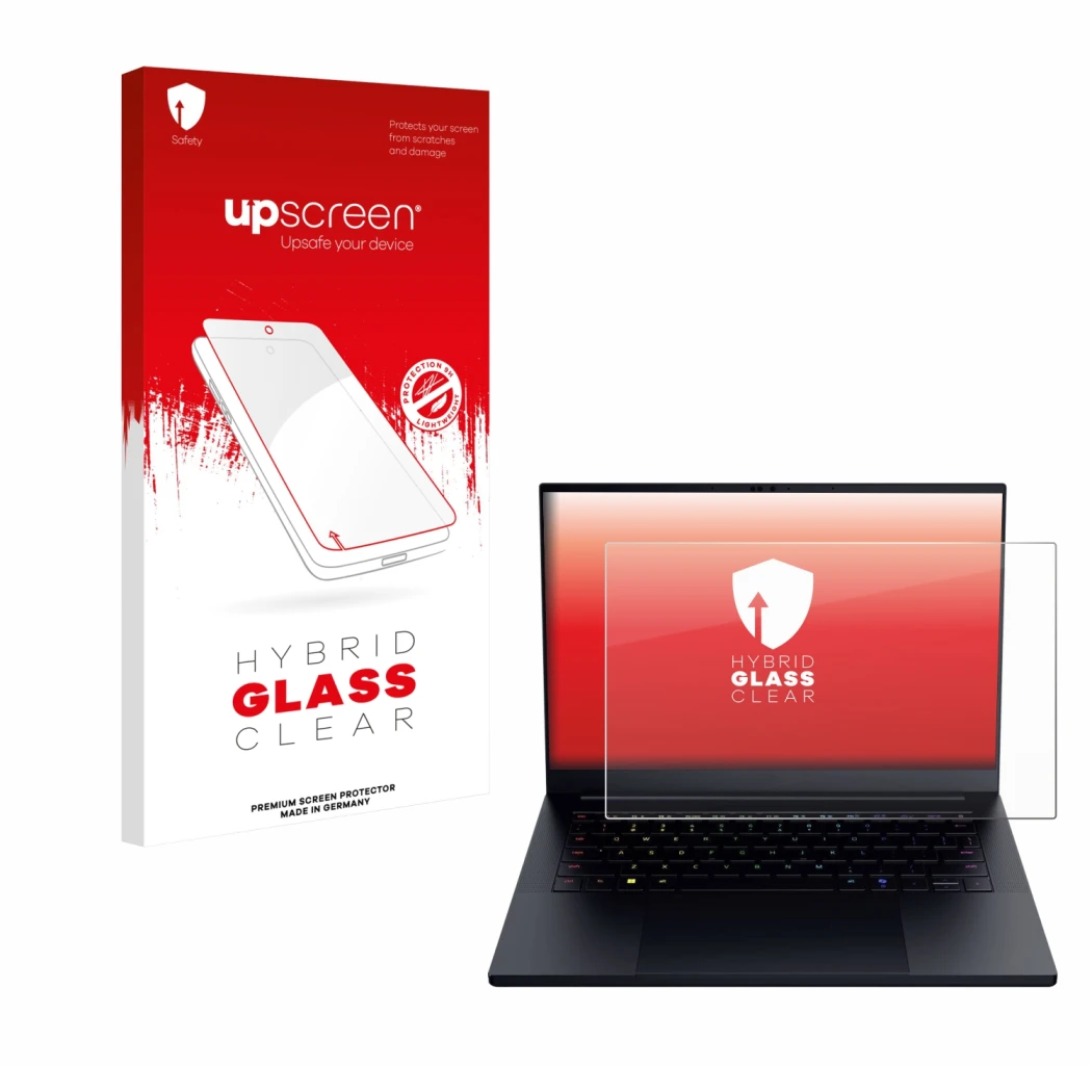 Front side of a product packaging with the brand logo upscreen. Next to it is the device Razer Blade 14 2025 shown with the co