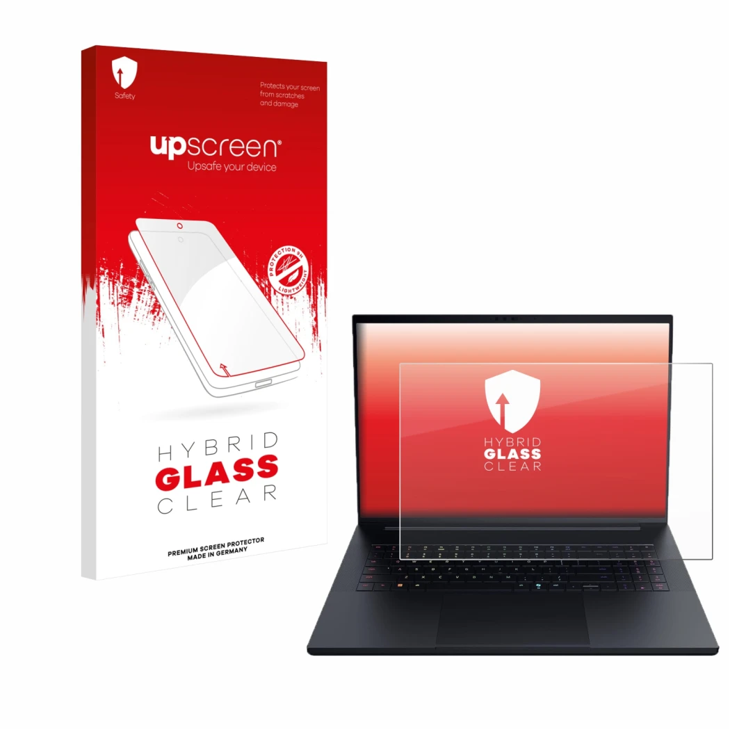 Front side of a product packaging with the brand logo upscreen. Next to it is the device Razer Blade 18 2025 shown with the co