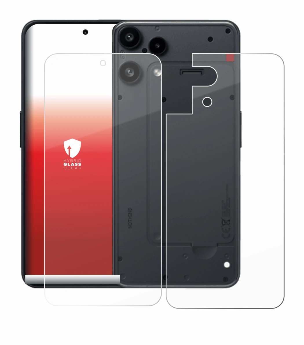 Image of the device Nothing Phone (3a) Lite (Front+Back) with a wide variety of screen protectors.