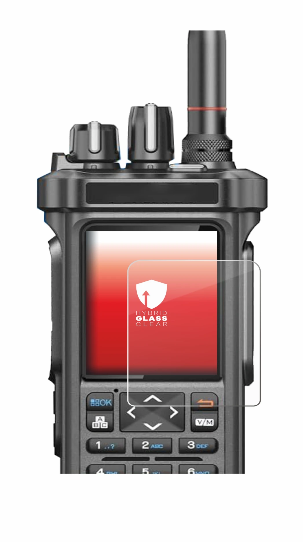 Image of the device Radtel RT-950 Pro with a wide variety of screen protectors.