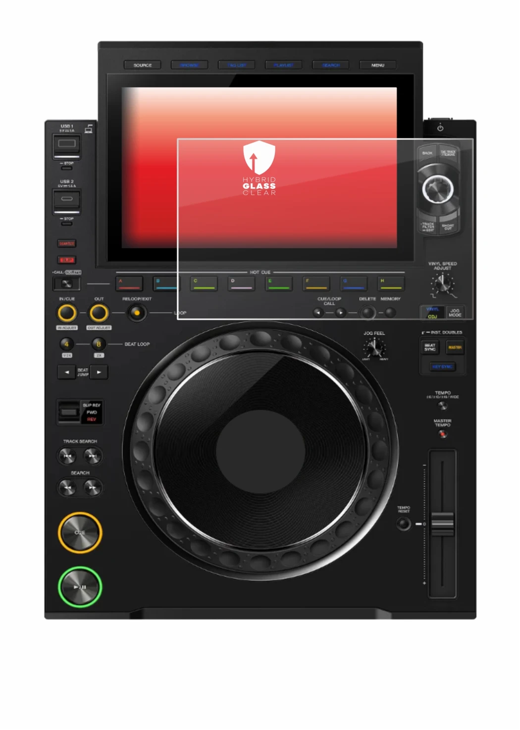 Image of the device Pioneer CDJ 3000X with a wide variety of screen protectors.