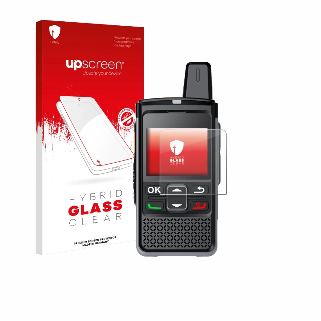 Front side of a product packaging with the brand logo upscreen. Next to it is the device Hytera PNC360S shown with the corresp