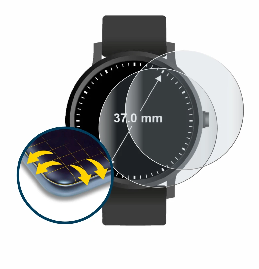 Image of the device Watches (Circular, ø: 37 mm) with a wide variety of screen protectors.