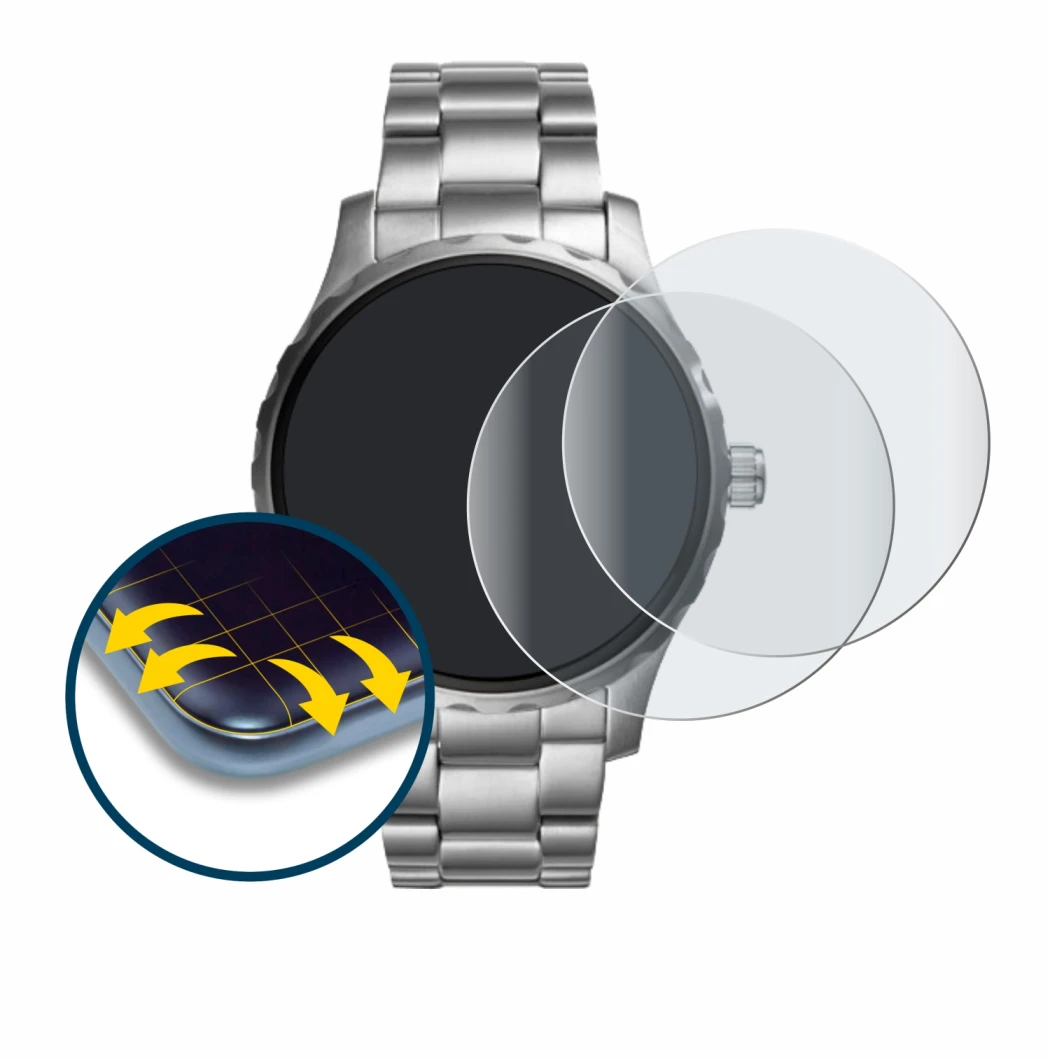 Image of the device Fossil Q Marshal (2.Gen) with a wide variety of screen protectors.