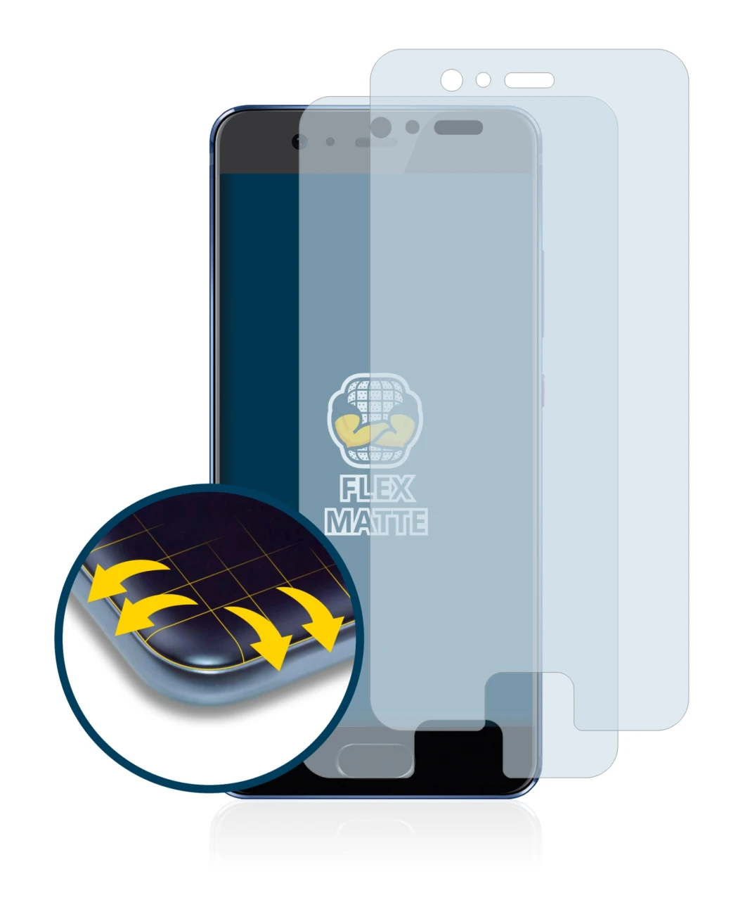 Image of the device Huawei P10 with a wide variety of screen protectors.