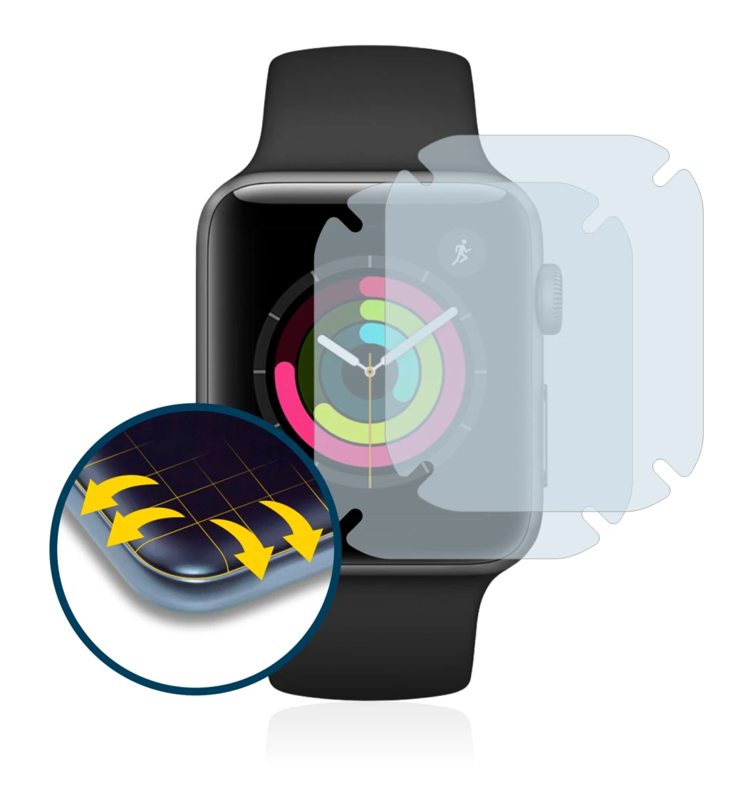 Image of the device Apple Watch Series 3 (42 mm) with a wide variety of screen protectors.