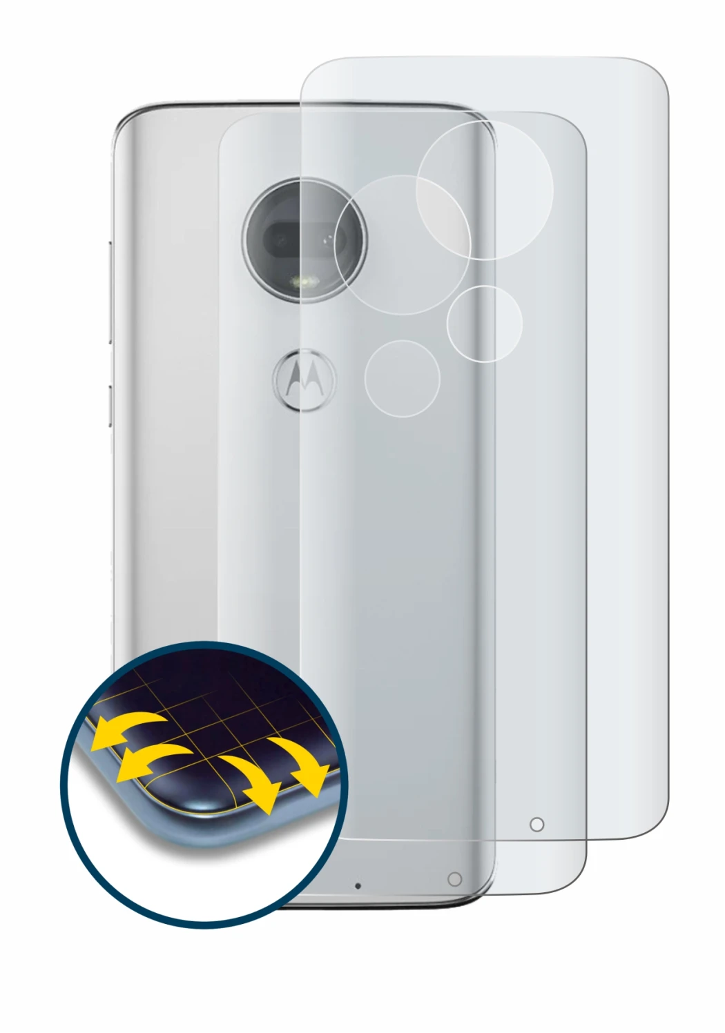 Image of the device Motorola Moto G7 Plus (Back) with a wide variety of screen protectors.