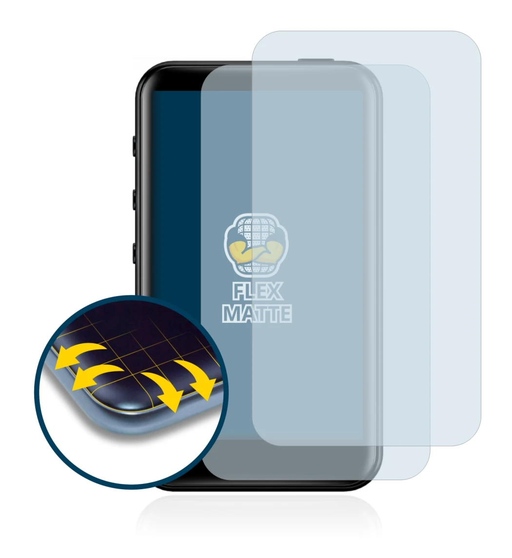 Image of the device FiiO M6 with a wide variety of screen protectors.