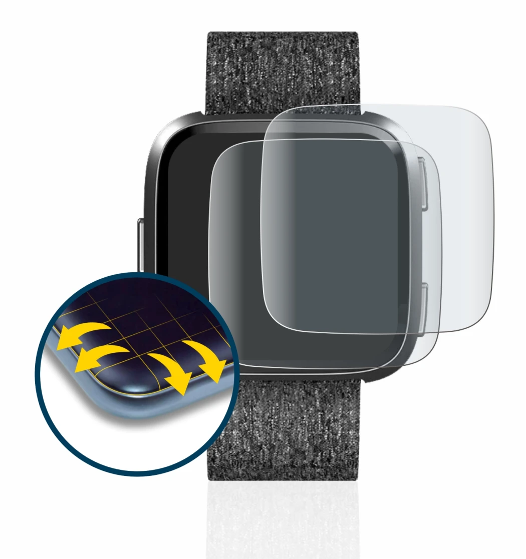 Image of the device Fitbit Versa Special Edition with a wide variety of screen protectors.