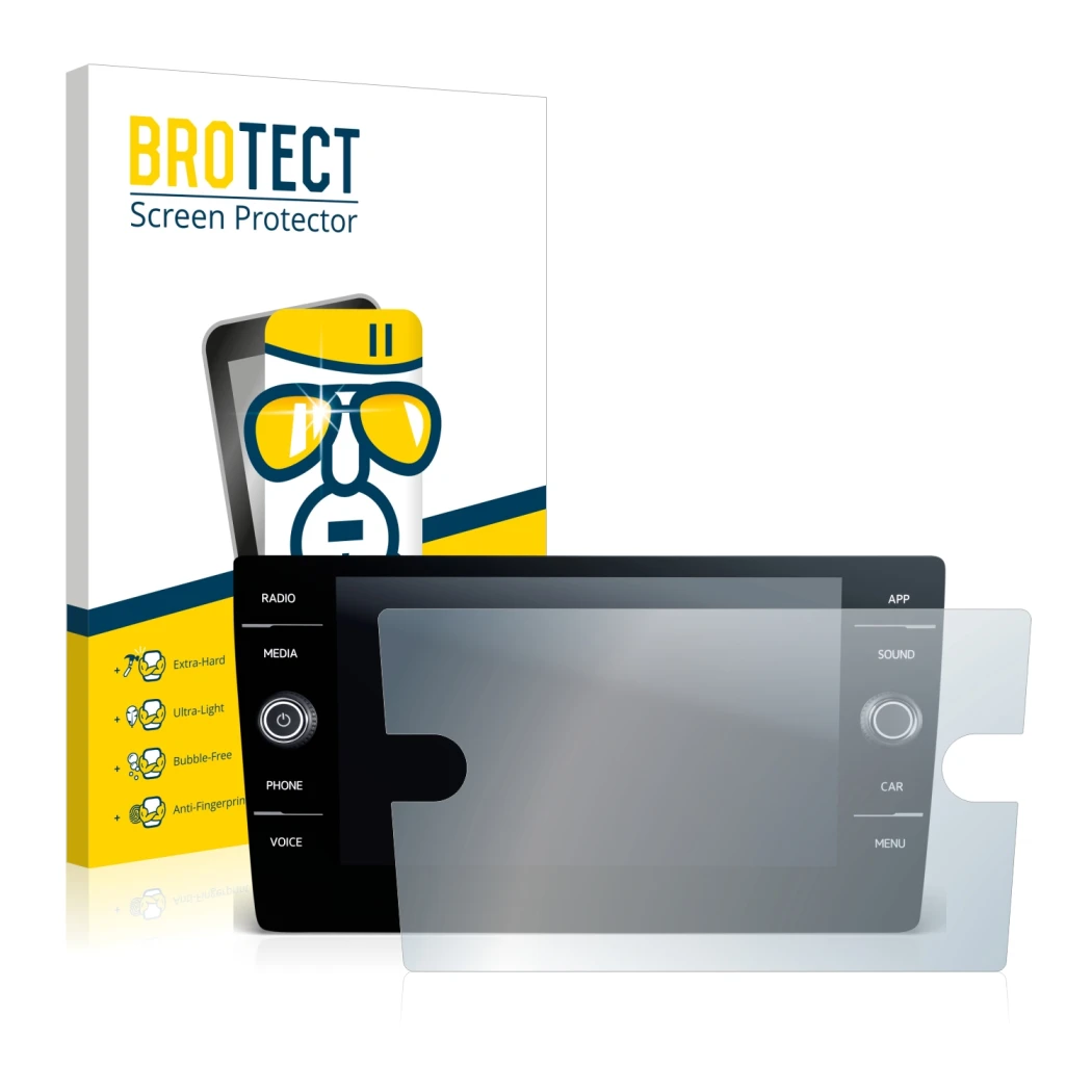 Front side of a product packaging with the brand logo BROTECT. Next to it is the device Oppo Reno 2 shown with the correspondi