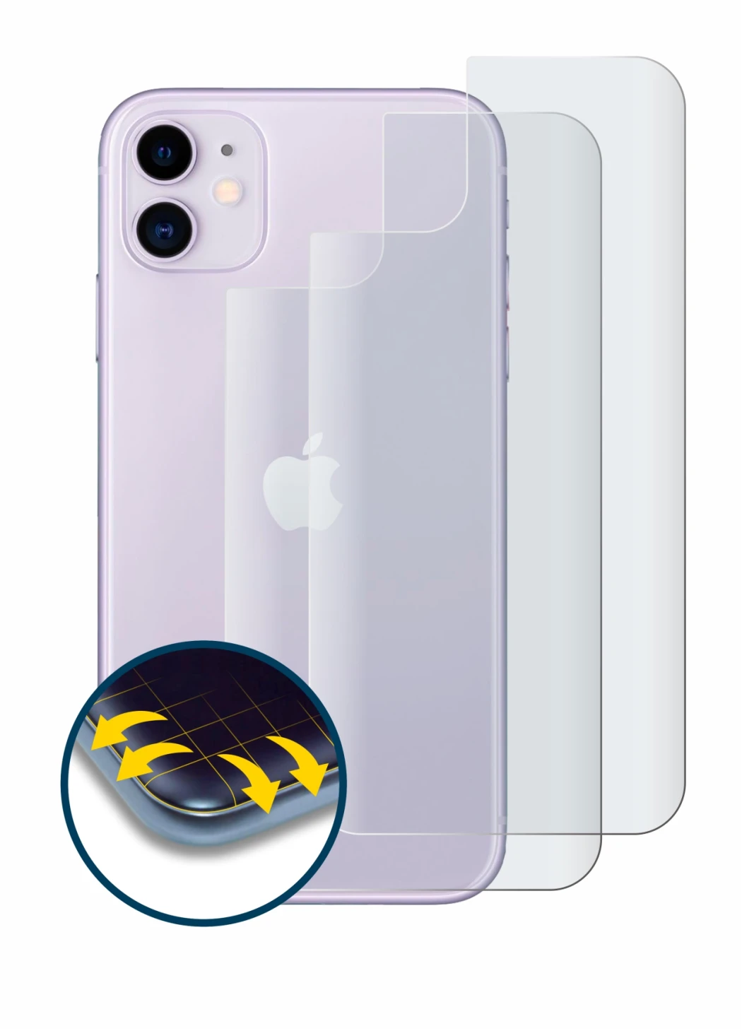 Image of the device Apple iPhone 11 (Back) with a wide variety of screen protectors.