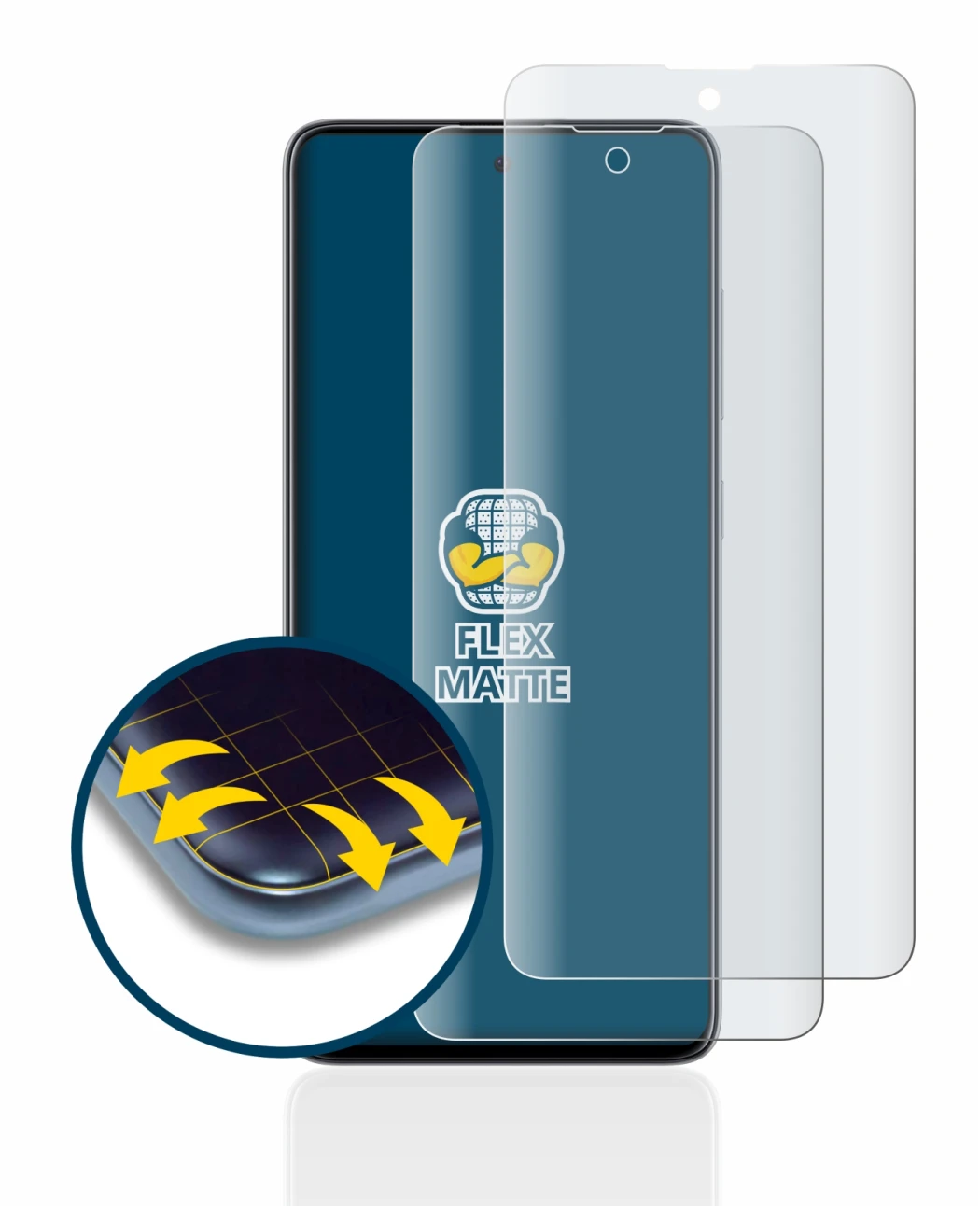 Image of the device Samsung Galaxy A51 with a wide variety of screen protectors.