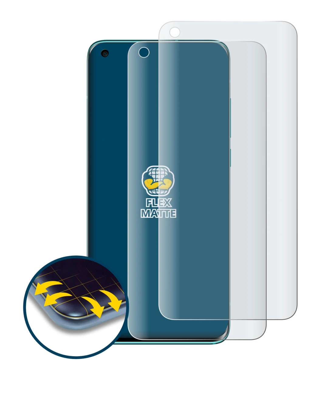 Image of the device Xiaomi Mi 10 with a wide variety of screen protectors.
