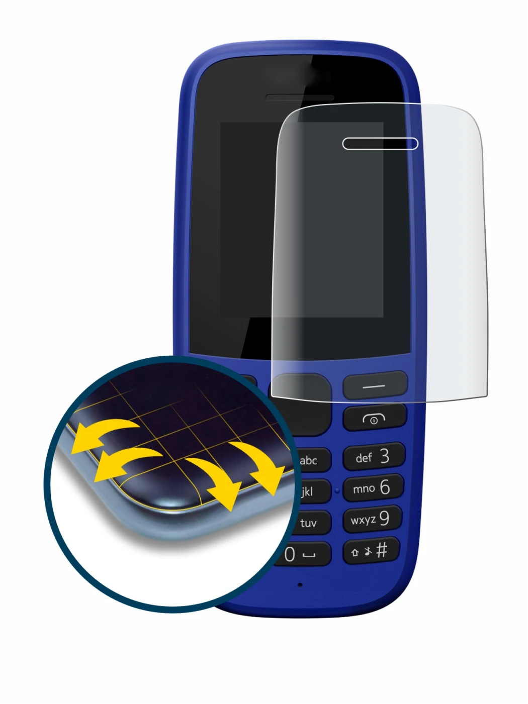 Image of the device Nokia 105 DS 2019 with a wide variety of screen protectors.