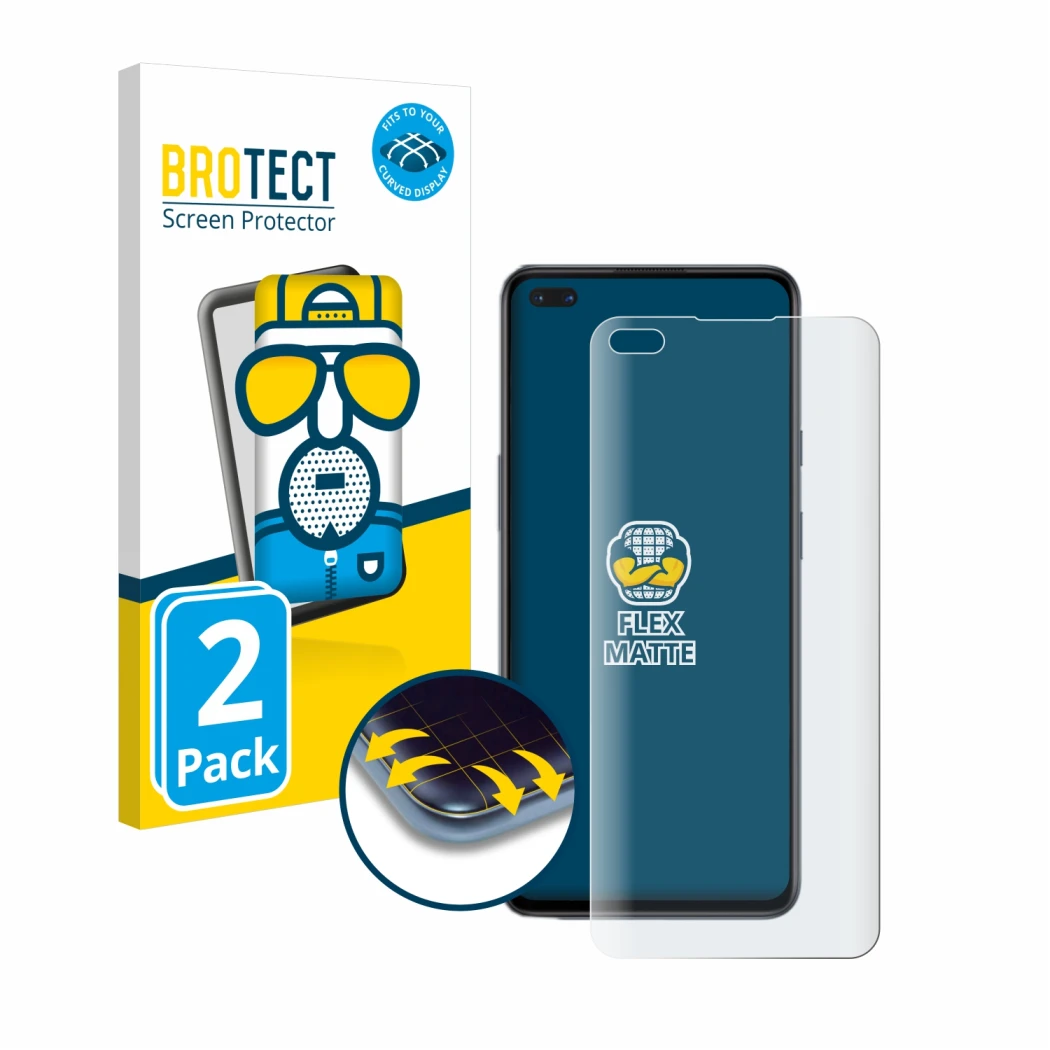 Front side of a product packaging with the brand logo BROTECT. Next to it is the device OnePlus Nord shown with the correspond