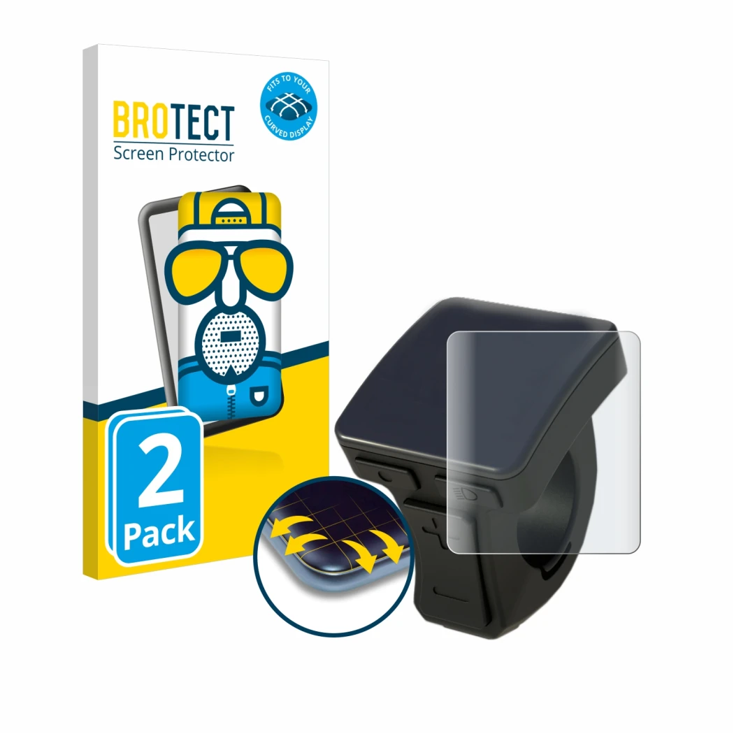 Front side of a product packaging with the brand logo BROTECT. Next to it is the device Brose Allround 601874 shown with the c