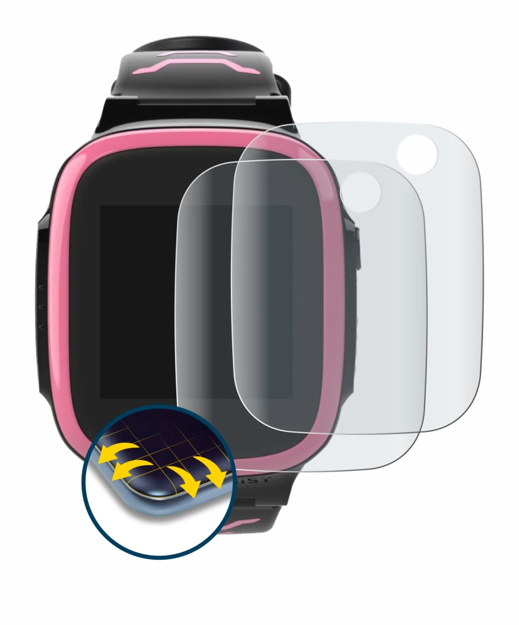 Image of the device Xplora X5 Play with a wide variety of screen protectors.