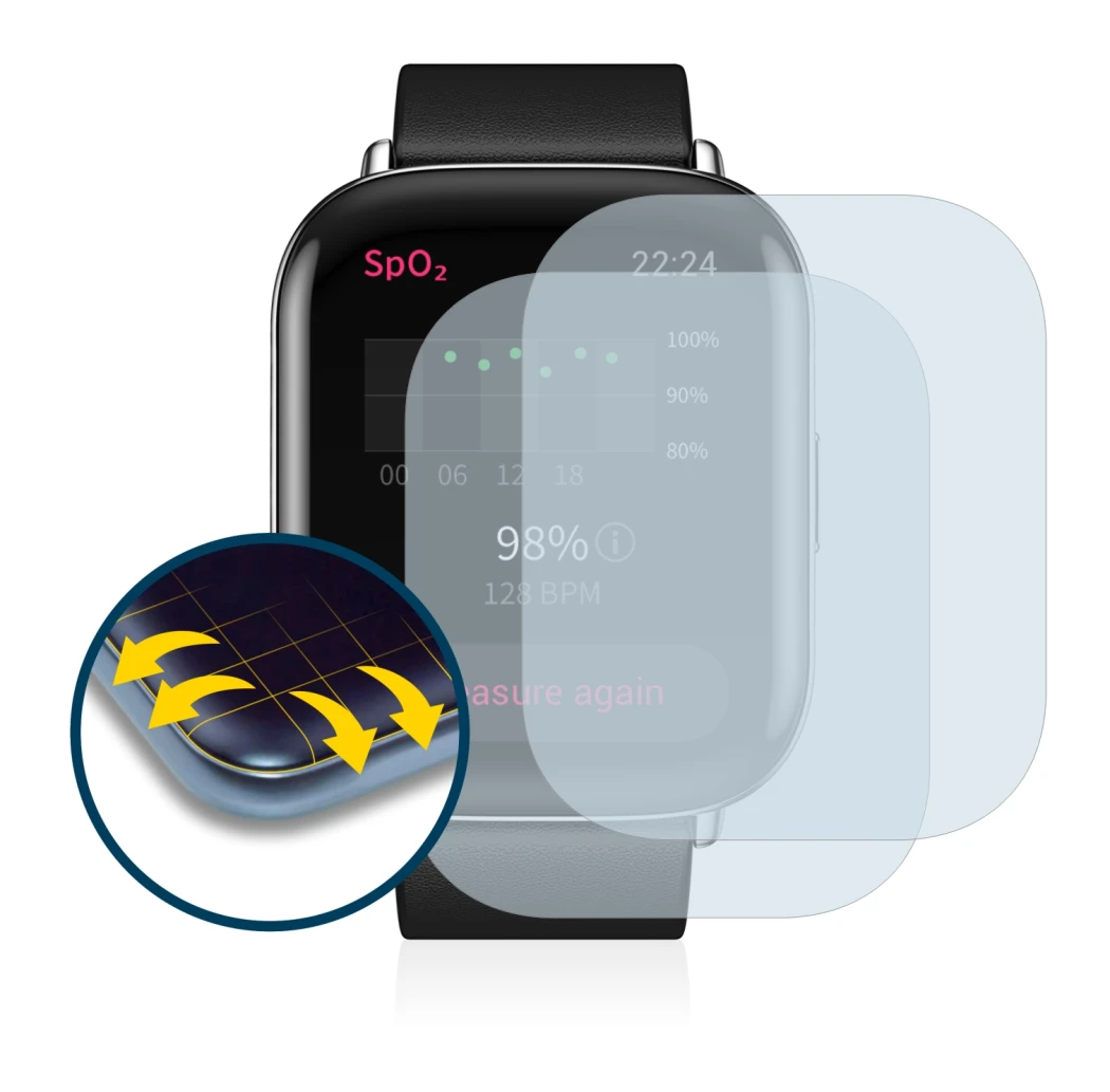 Image of the device Zepp E Square with a wide variety of screen protectors.