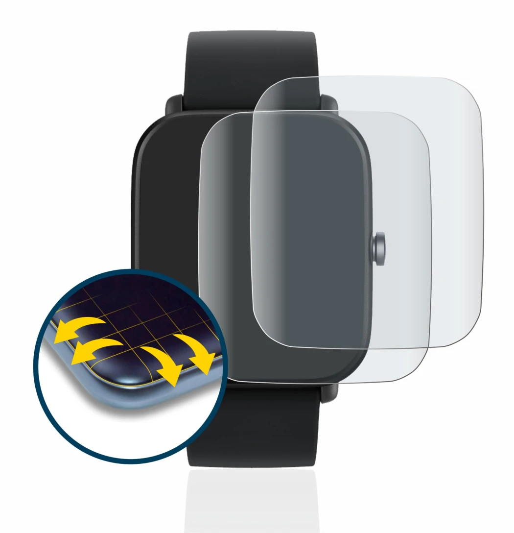 Image of the device Huami Amazfit Bip U with a wide variety of screen protectors.