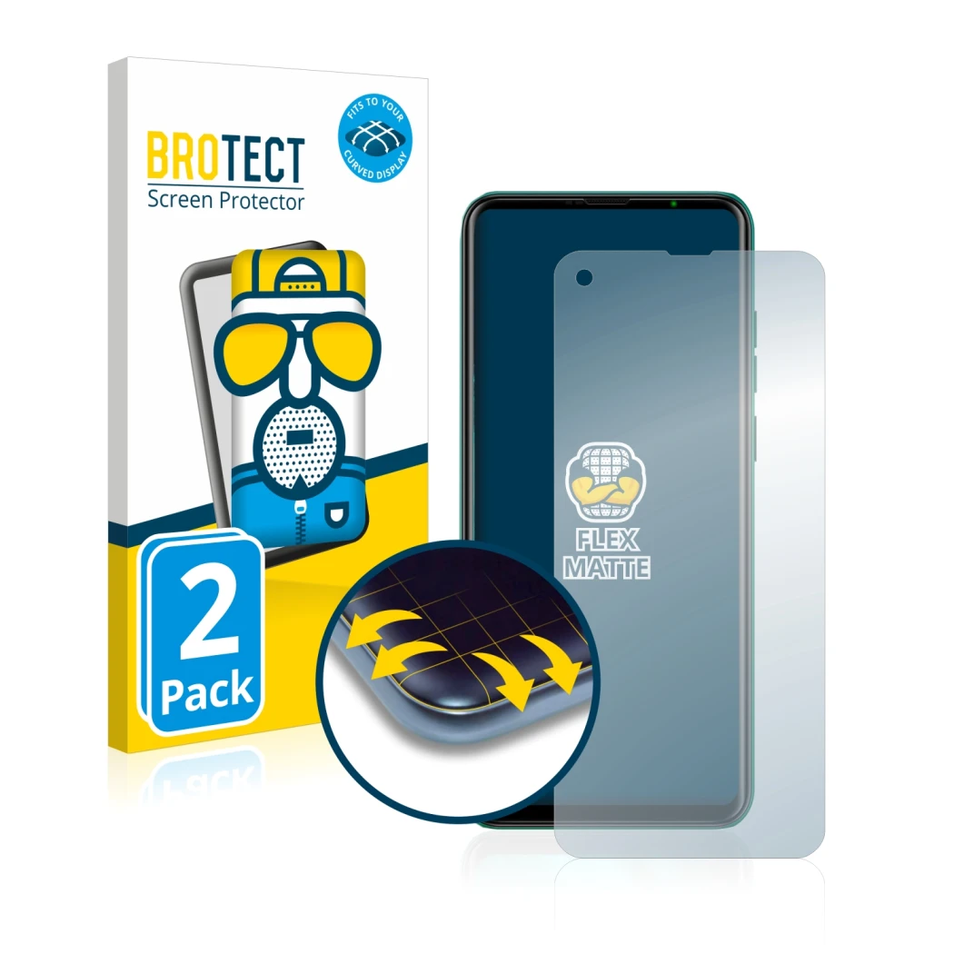 Front side of a product packaging with the brand logo BROTECT. Next to it is the device Ulefone Note 11P shown with the corres