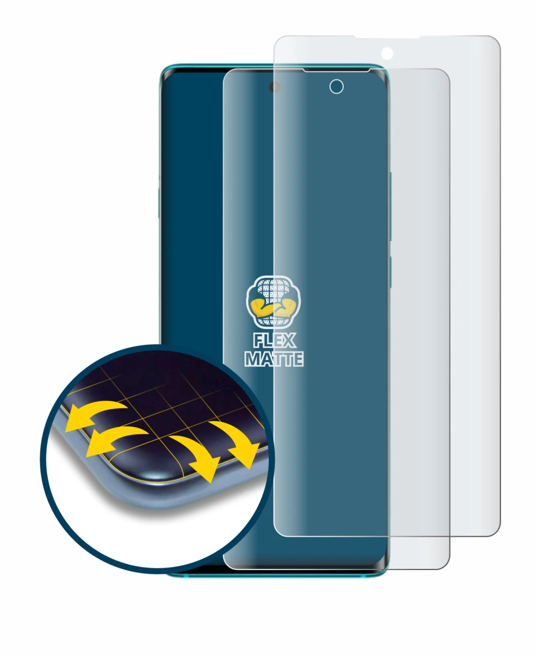 Image of the device TCL 20 Pro 5G with a wide variety of screen protectors.