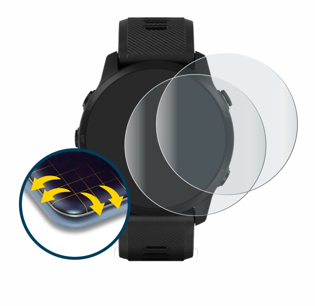 Image of the device Garmin Forerunner 945 LTE with a wide variety of screen protectors.