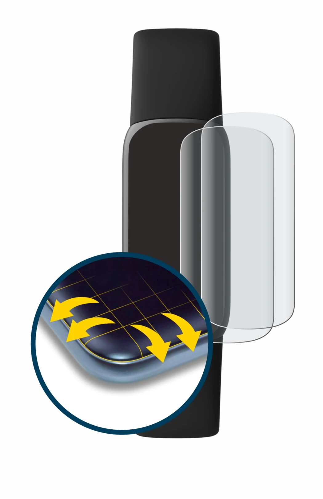 Image of the device Fitbit Luxe with a wide variety of screen protectors.