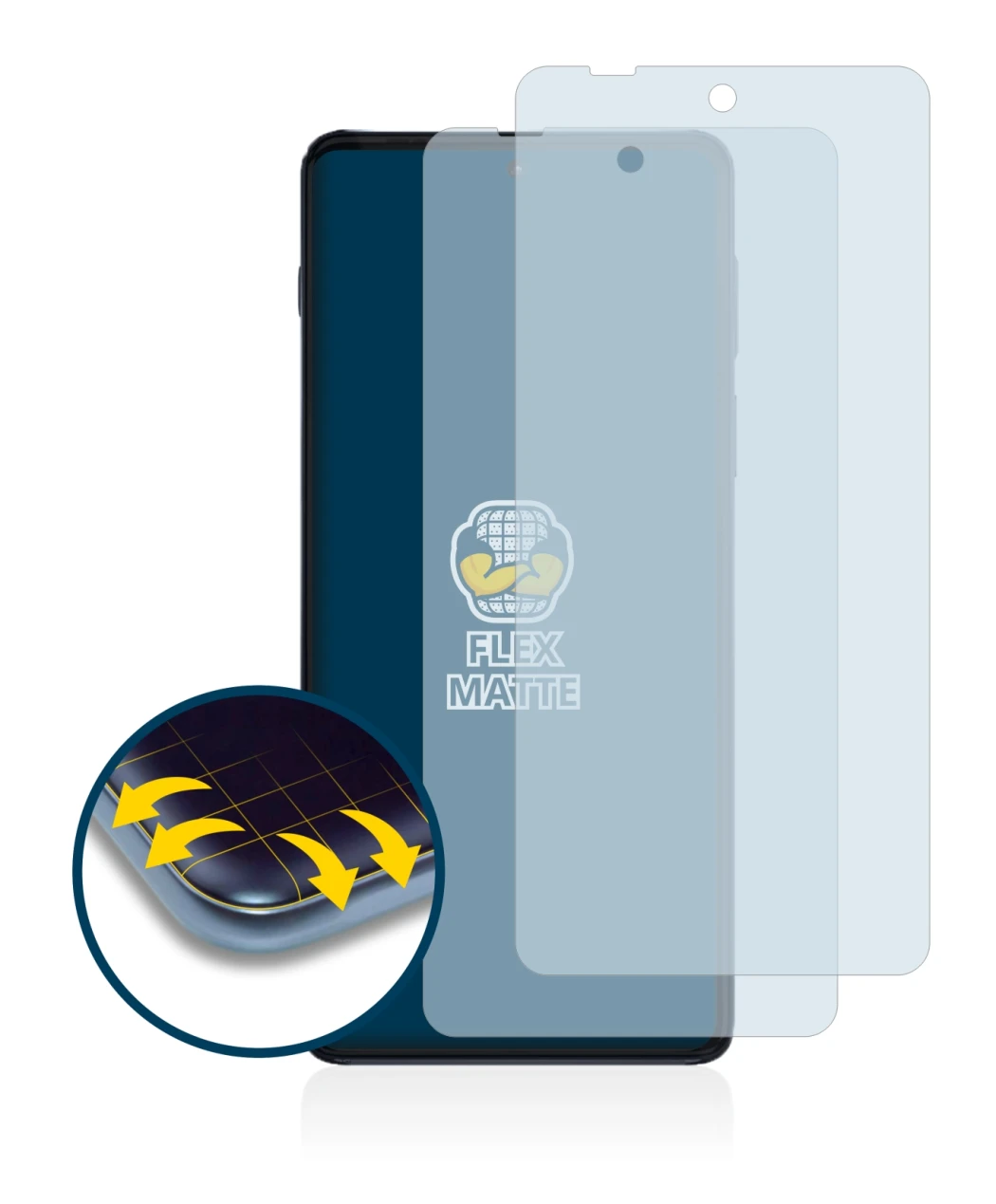 Image of the device Motorola Edge 20 Pro with a wide variety of screen protectors.