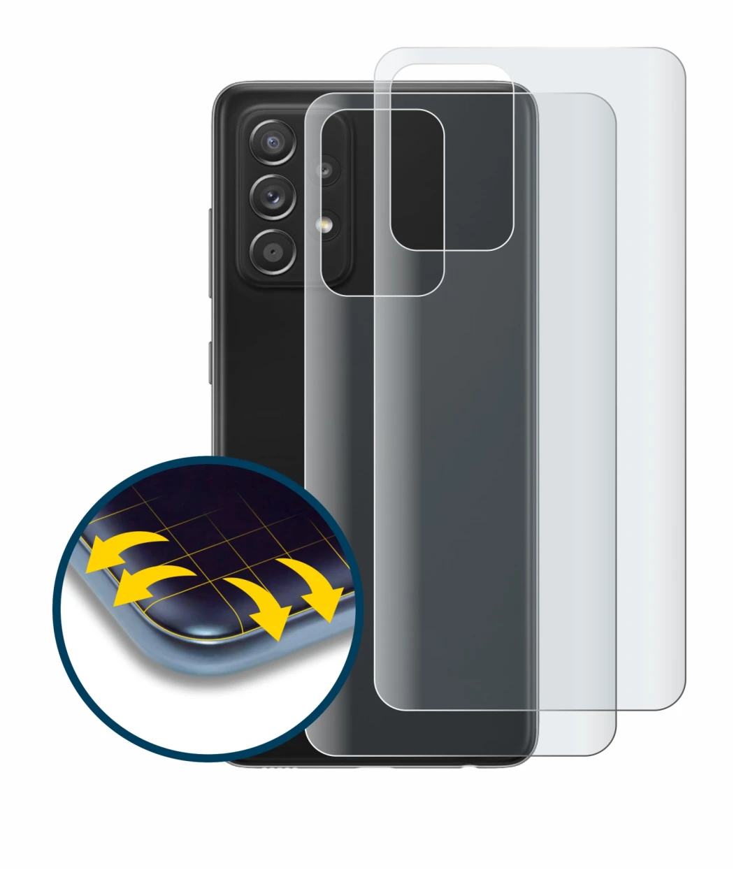 Image of the device Samsung Galaxy A52s 5G (Back) with a wide variety of screen protectors.