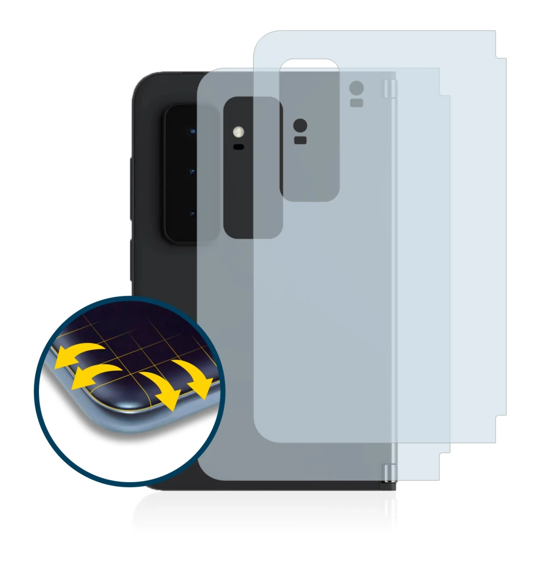 Image of the device Microsoft Surface Duo 2 (Back) with a wide variety of screen protectors.