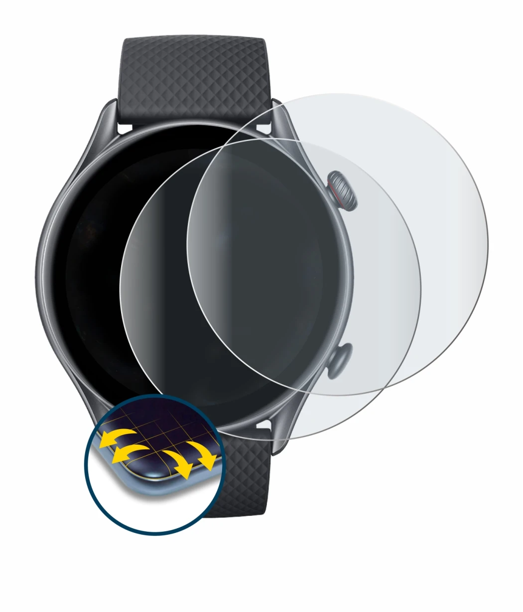 Image of the device Huami Amazfit GTR 3 Pro with a wide variety of screen protectors.