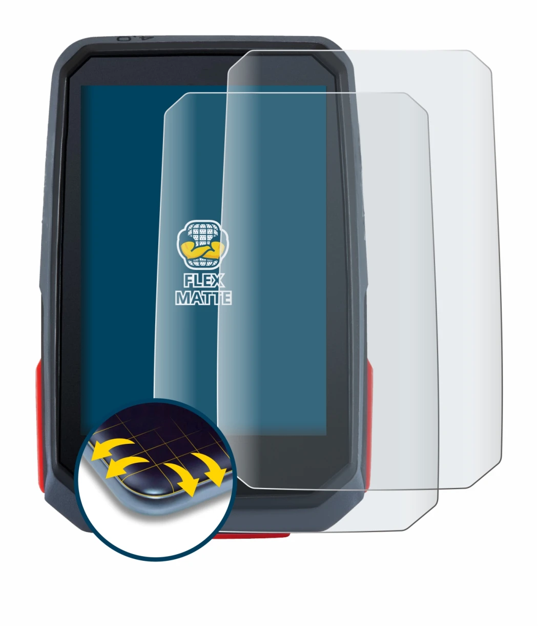 Image of the device Sigma ROX 4.0 with a wide variety of screen protectors.