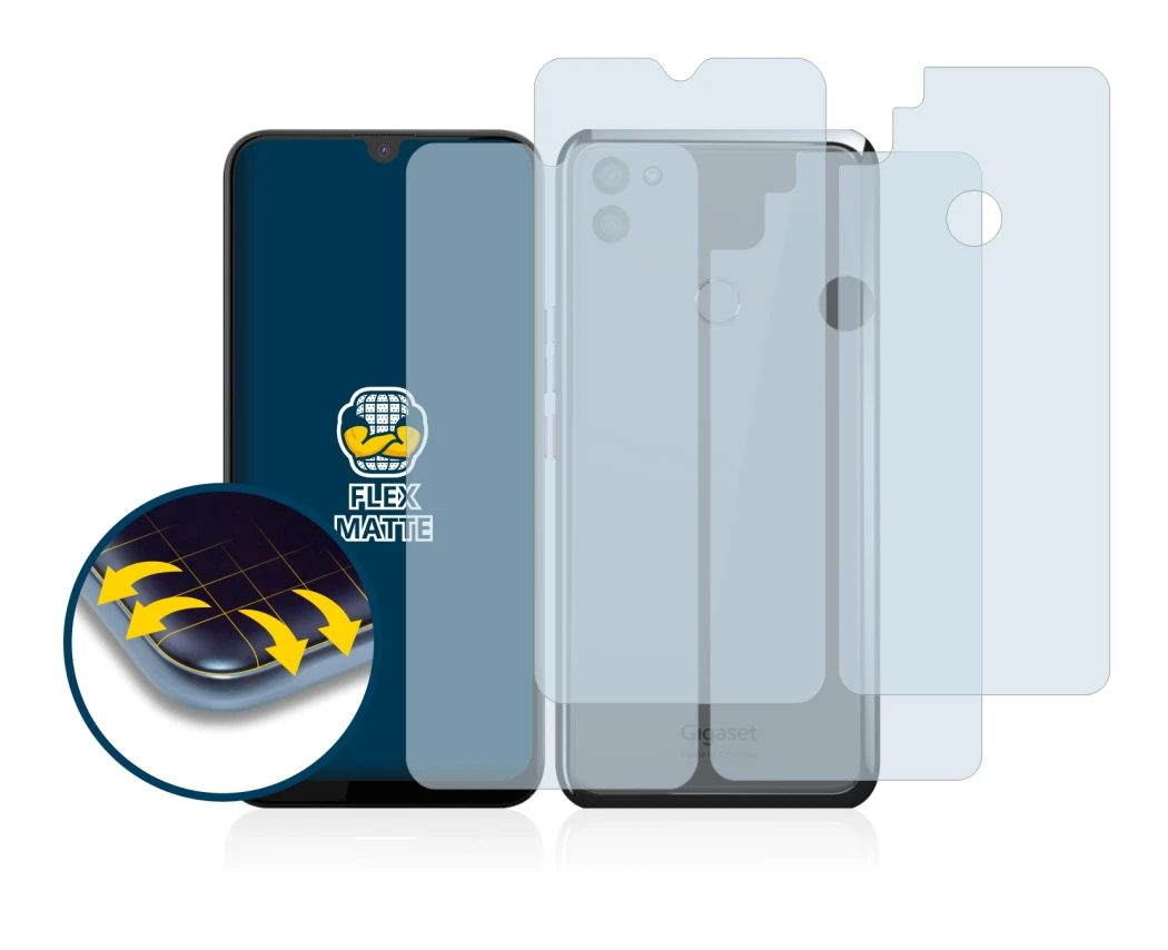 Image of the device Gigaset GS5 (Front+Back) with a wide variety of screen protectors.