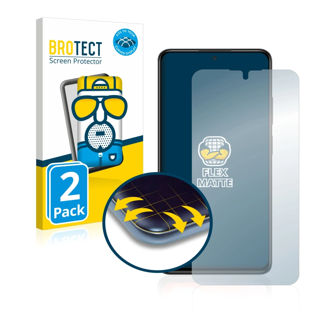 Front side of a product packaging with the brand logo BROTECT. Next to it is the device Xiaomi Redmi Note 11 Pro shown with th