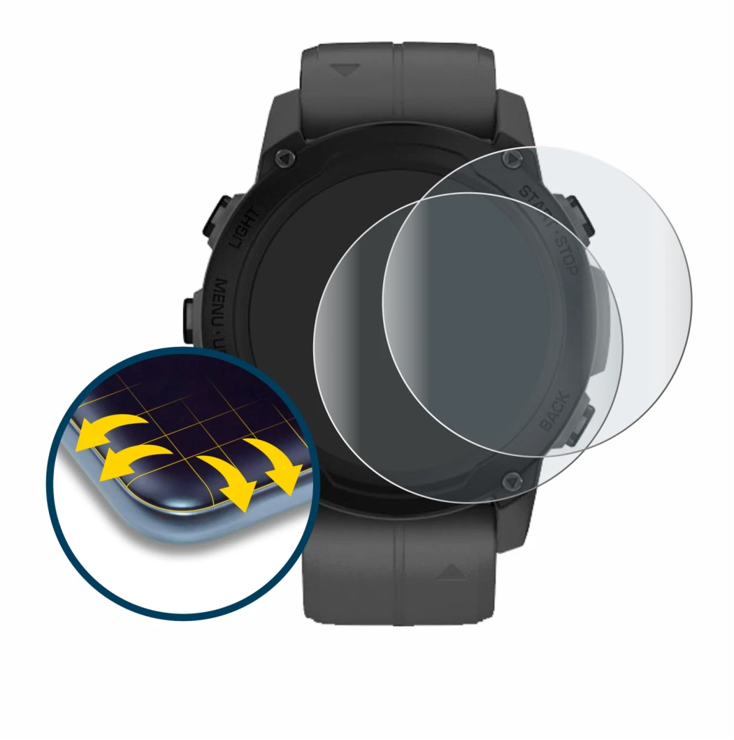 Image of the device Garmin Descent G1 with a wide variety of screen protectors.