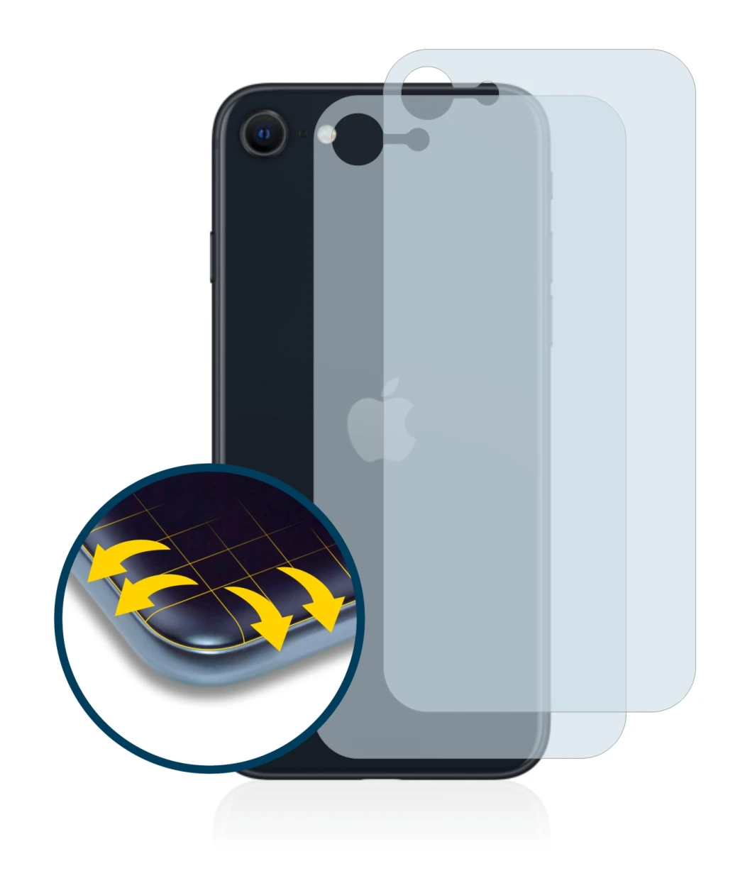 Image of the device Apple iPhone SE 3 2022 (Back) with a wide variety of screen protectors.