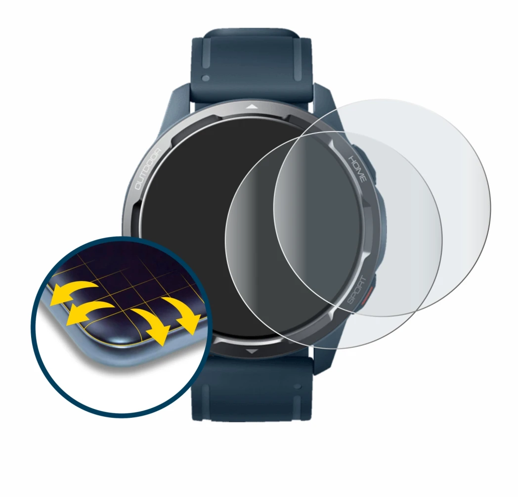 Image of the device Xiaomi Watch S1 Active with a wide variety of screen protectors.
