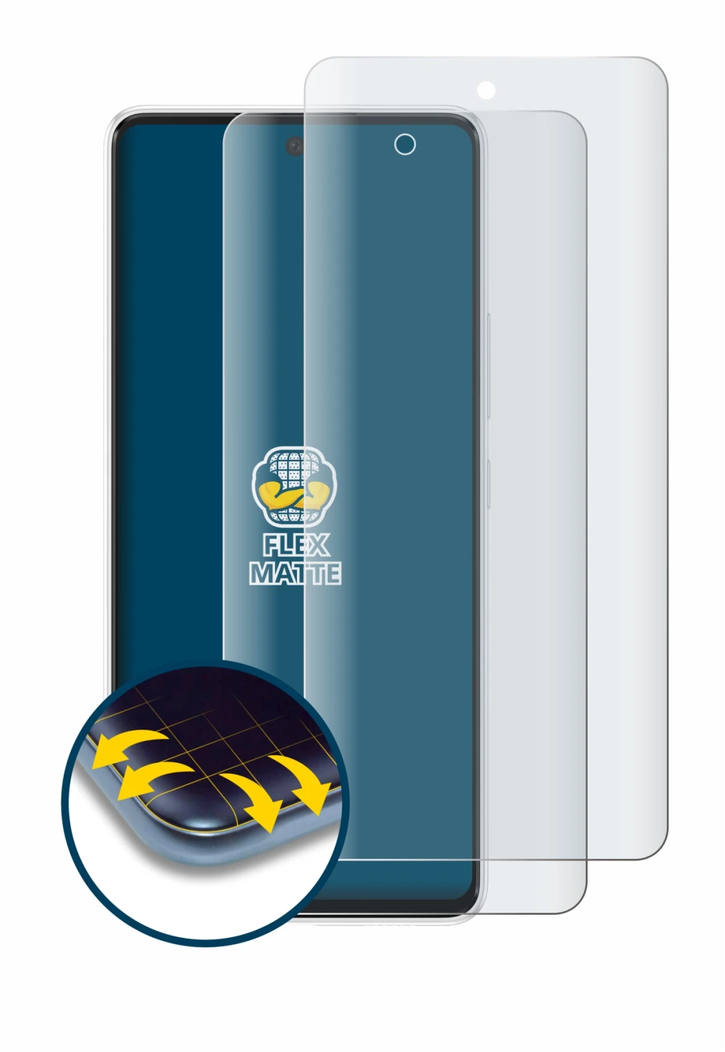 Image of the device Samsung Galaxy A53 5G with a wide variety of screen protectors.