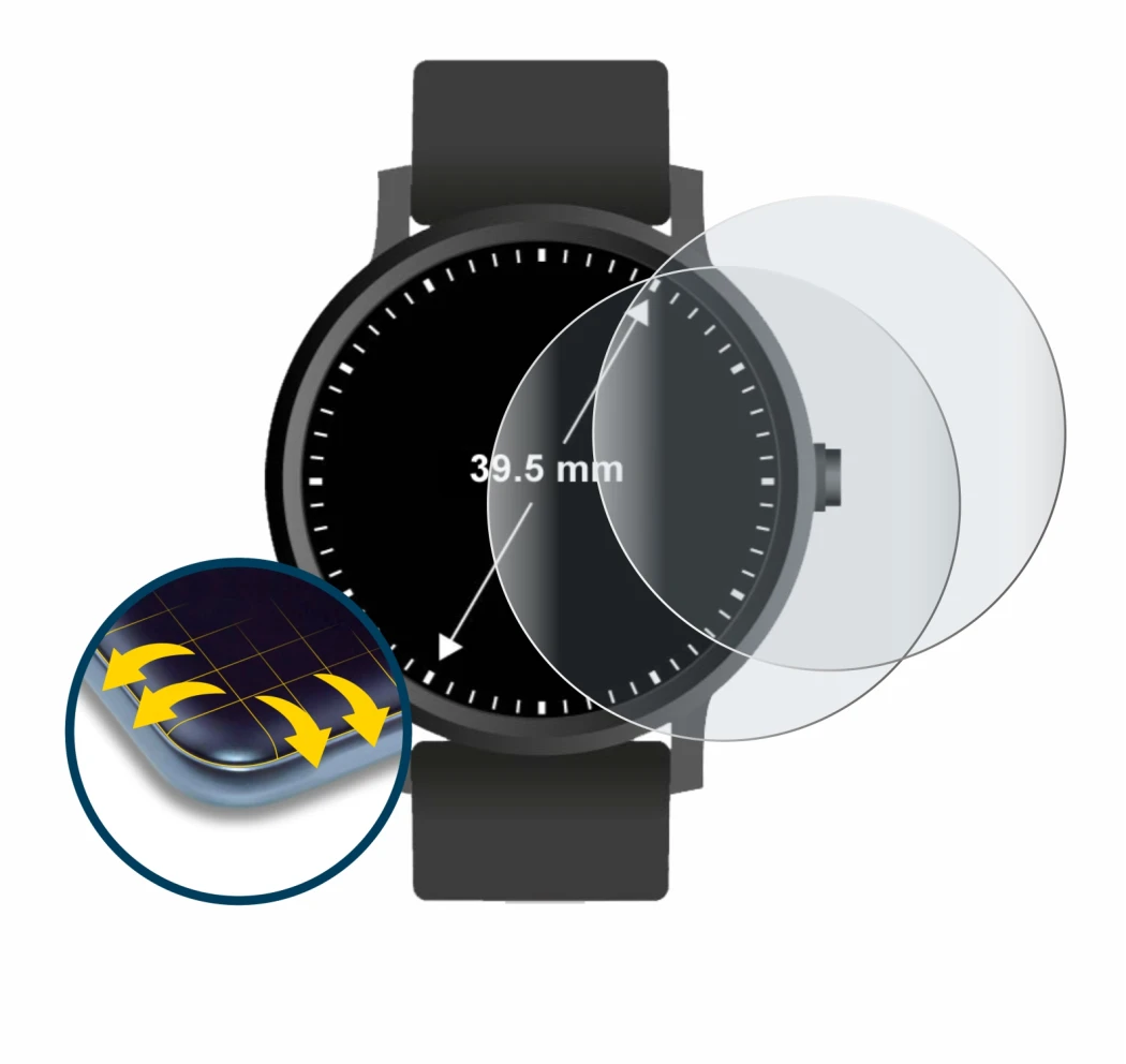 Image of the device Watches (Circular, ø: 39.5 mm) with a wide variety of screen protectors.
