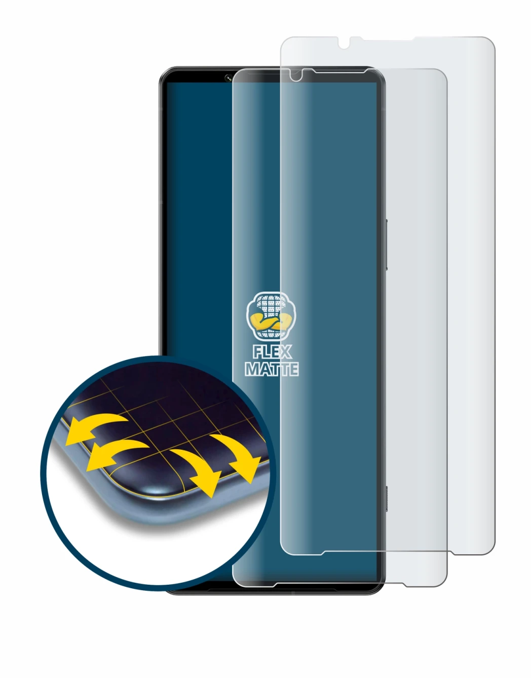 Image of the device Sony Xperia 1 IV with a wide variety of screen protectors.